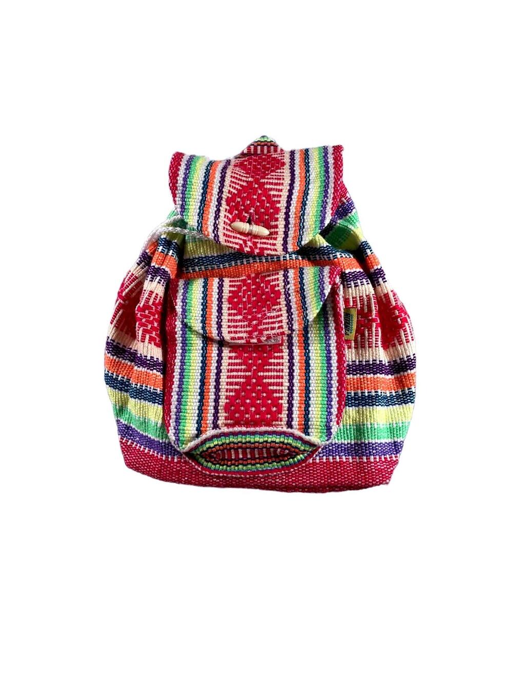 Pinzon Mexican Colorful Woven Backpack with Front Pocket and Adjustable Straps